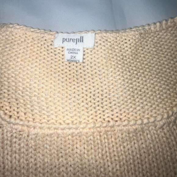 Pure Jill Knit Pullover Sweater Cream Color 100% Cotton Size 2X - Picture 2 of 6